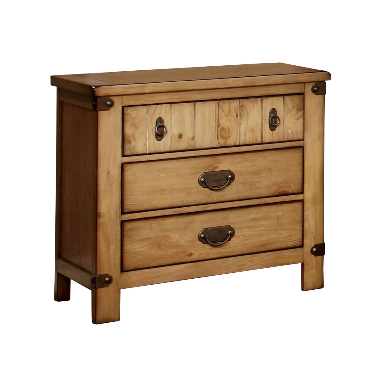 California King Bed and Nightstand Weathered Elm Bedroom Set J195832
