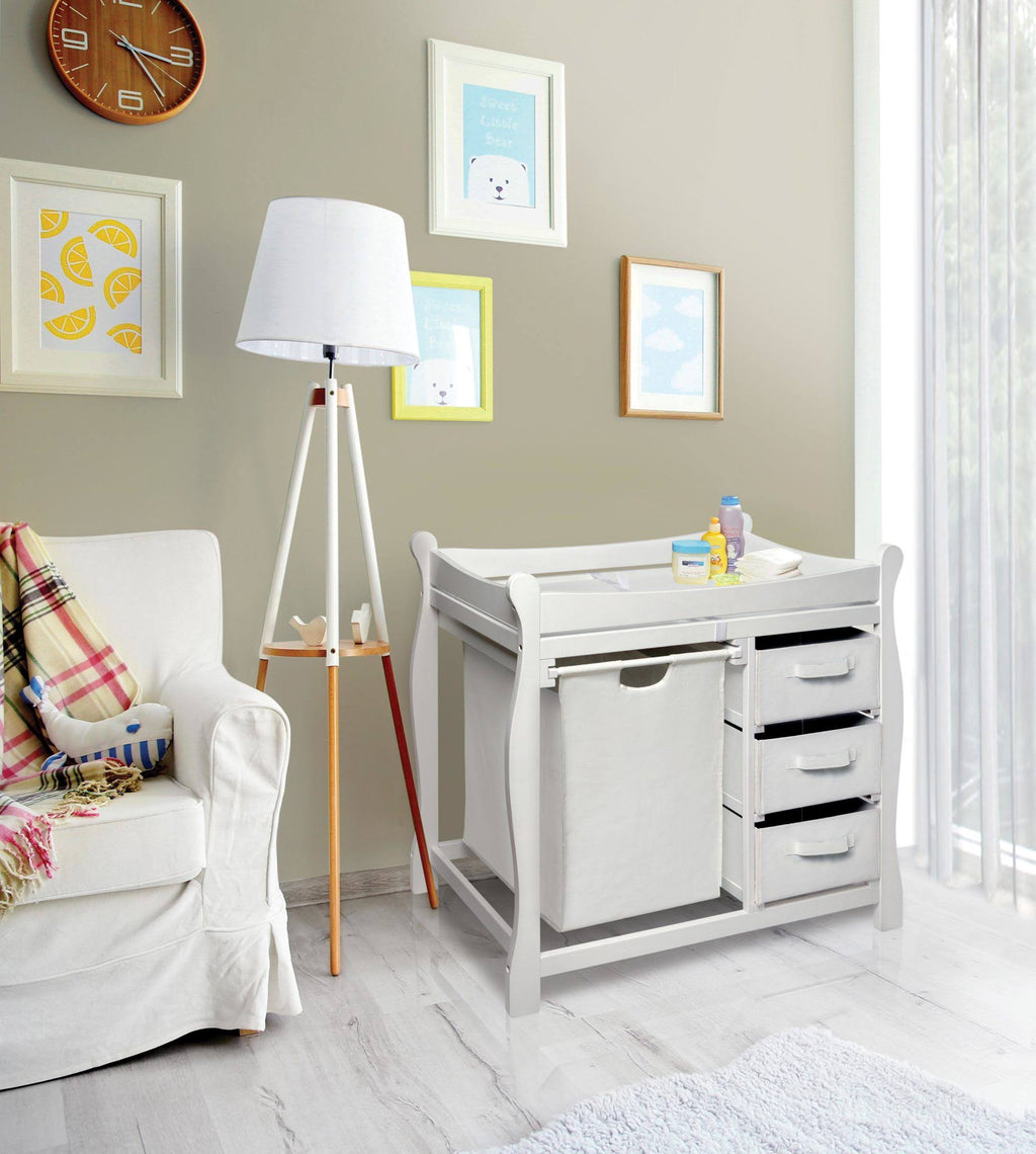 White Changing Table with Hamper and Baskets P843892