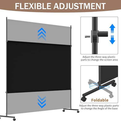 Height Adjustable Single Panel Room Divider with Caster Wheels and Brakes E412865