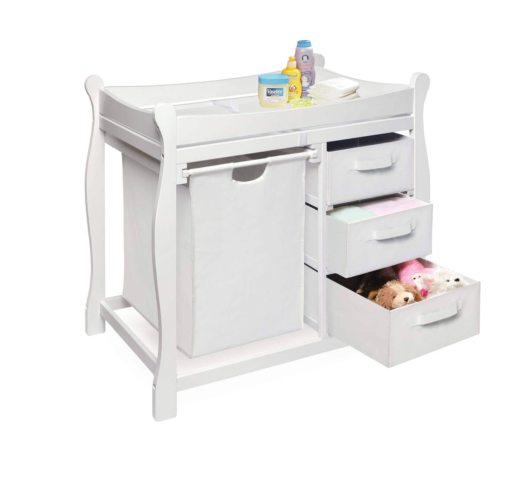 White Changing Table with Hamper and Baskets P843892