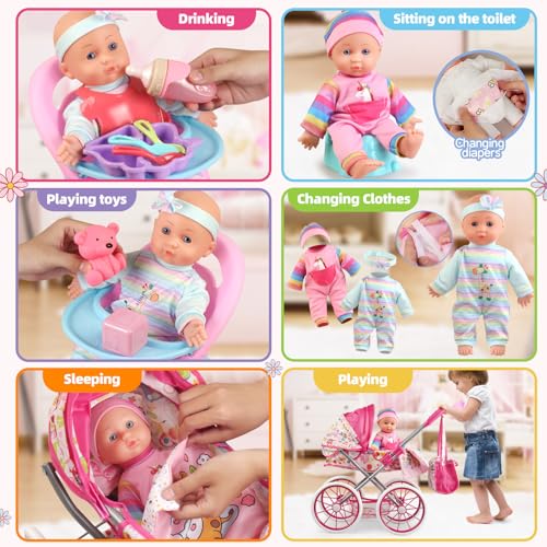 24 PCS Baby Doll Stroller Set with Doll Clothes N799095