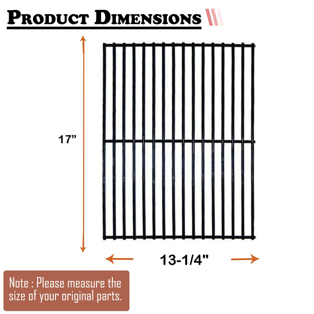 Set of Two 17 inch Grill Cooking Grates Replacement Parts for Gas Grills N315