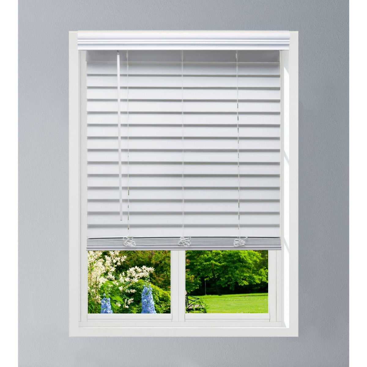 White 68.5 W x 60 H Faux Wood Blinds P824