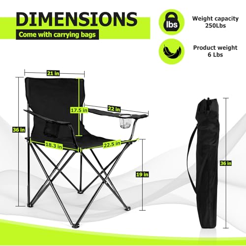 Portable Folding Camping Chair with 2 Cup Holders & Carry Bag R8923