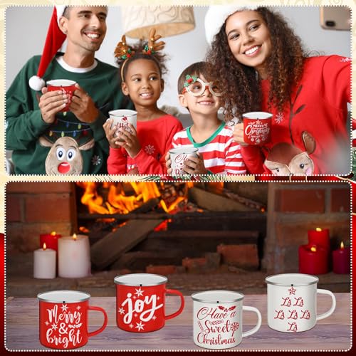 12 Pcs Christmas Enamel Coffee Mugs 12 oz R39886