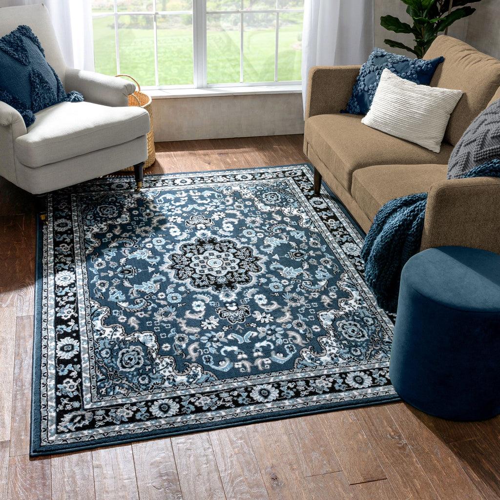 Persian Blue Traditional Medallion Area Rug M13284