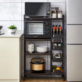 Black Kitchen Storage Rack with Push-Pull Drawer W56671