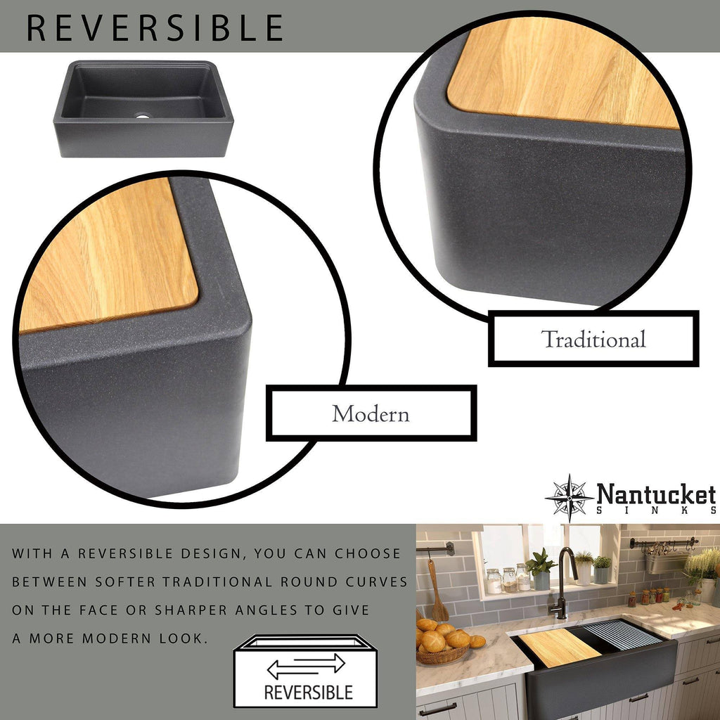 33-inch Reversible Granite Composite Apron Sink with Accessory Pack Q6114