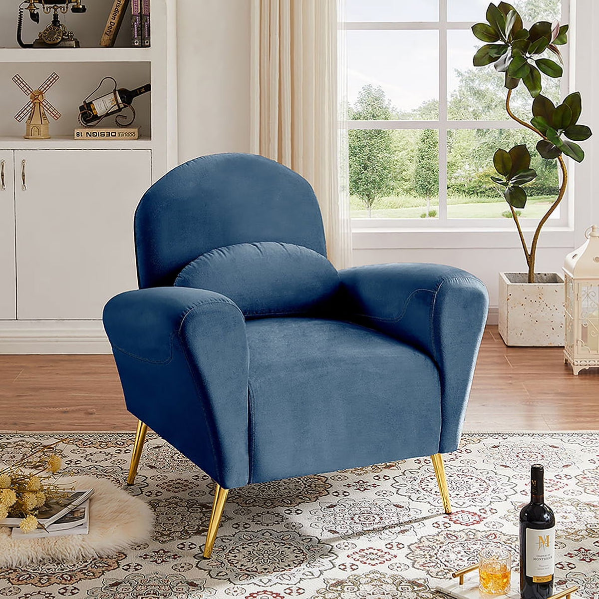 Blue Upholstered Armless Chair U448117