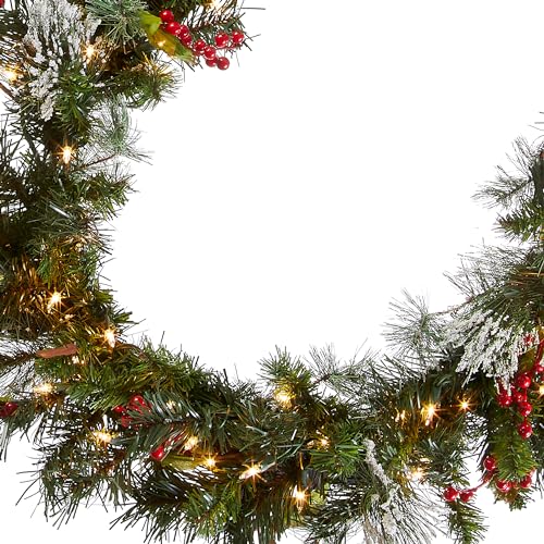 9 ft Pre-Lit Flocked Artificial Christmas Garland L34958