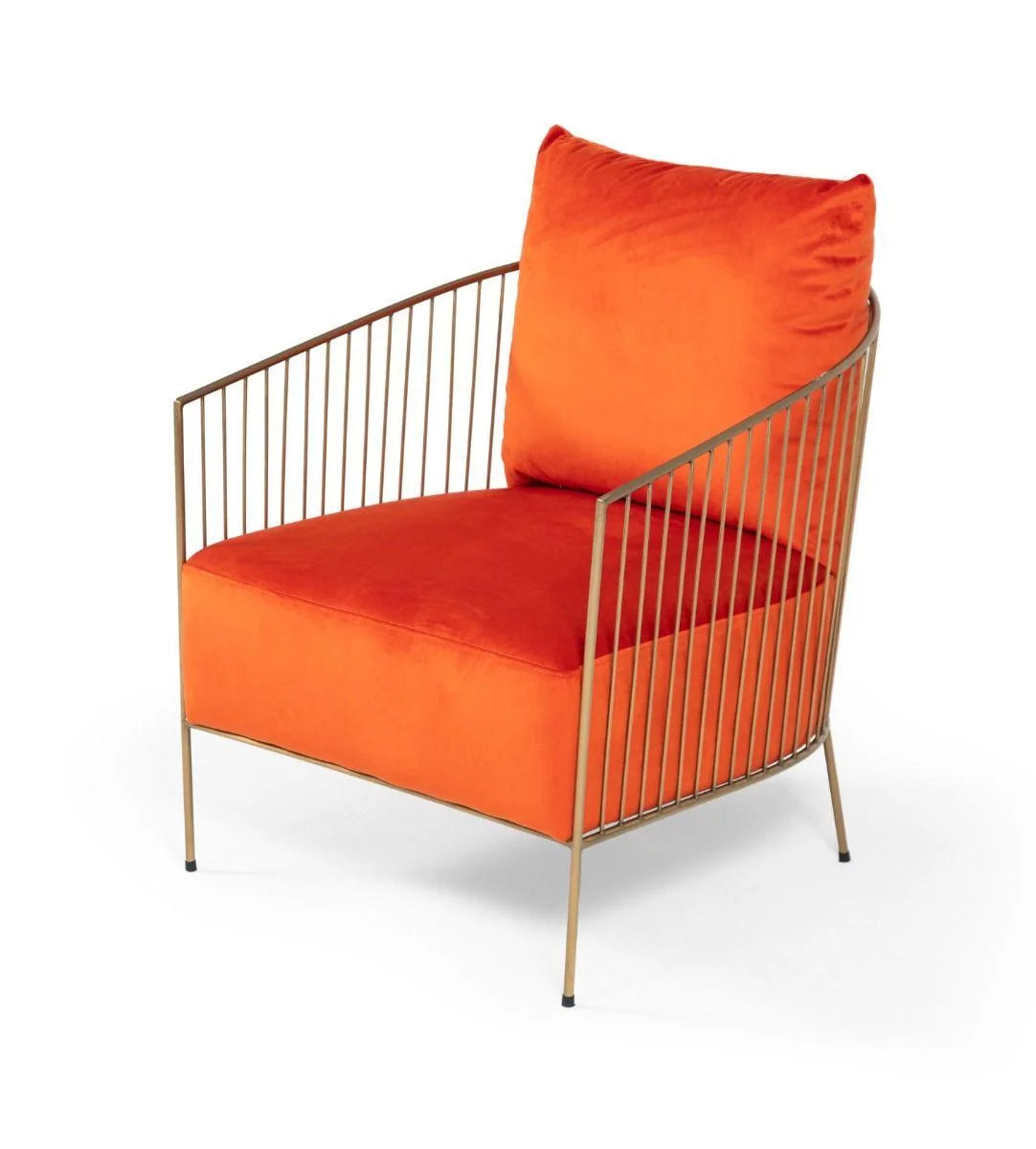 Orange Velvet Accent Chair Set 2P A523