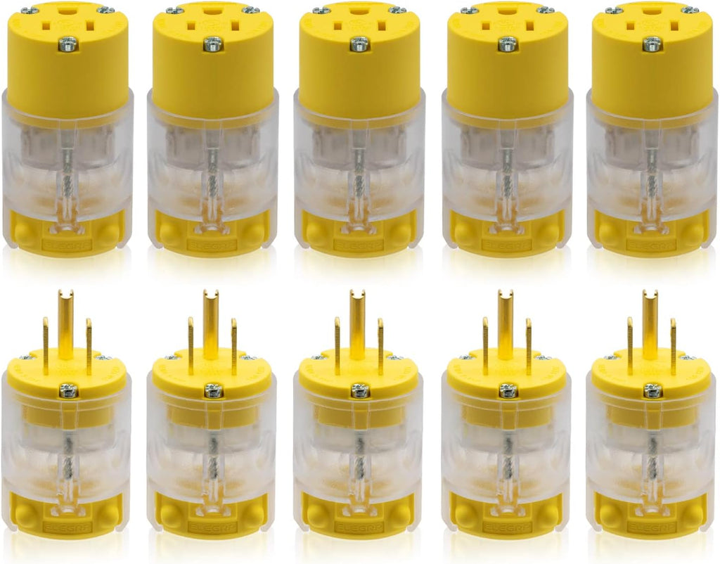 Yellow 5 Set Electrical Plug and Connector Set S763
