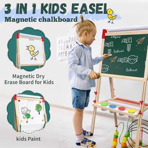 Adjustable Wooden Double Sided Magnetic Art Easel W22056