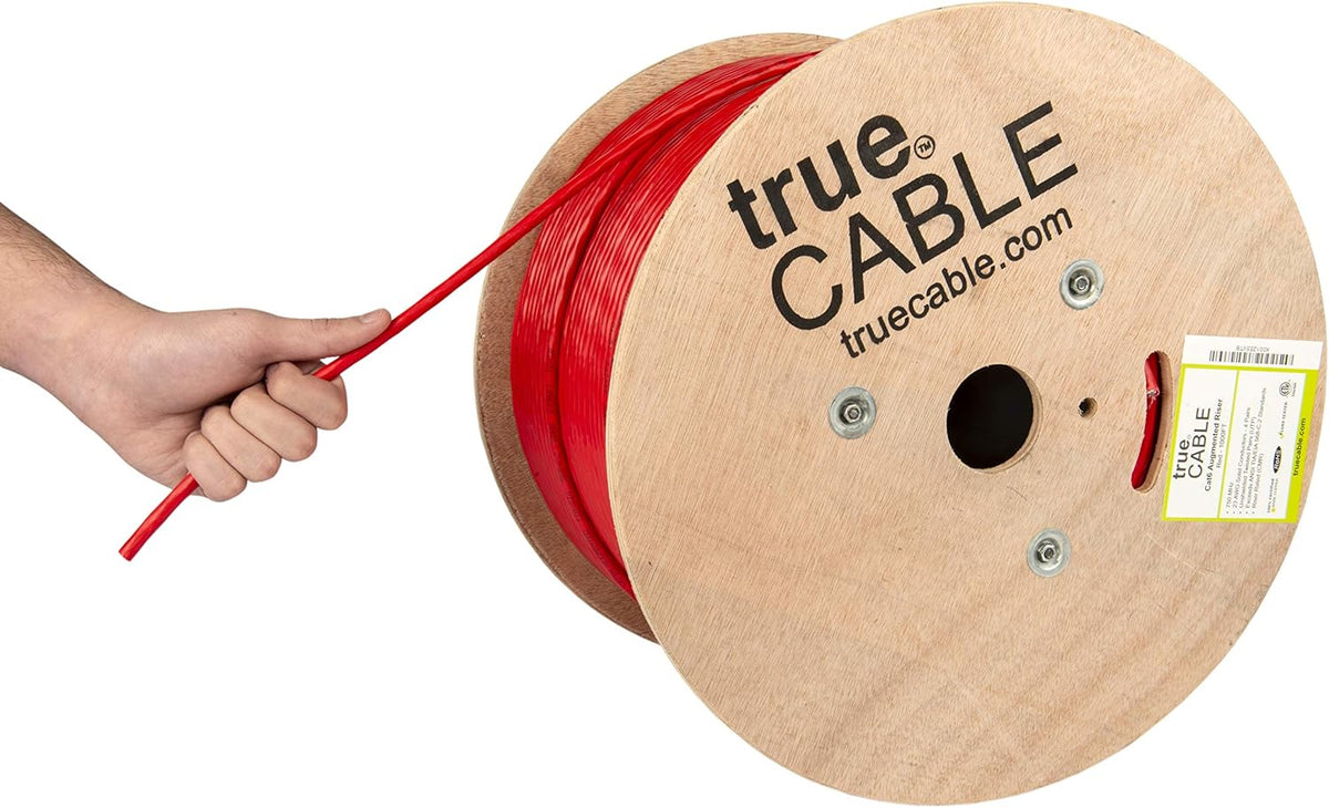 Cat6A Riser 1000ft Yellow 23AWG 4 Pair Solid Bare Copper Bulk Ethernet Cable X934565