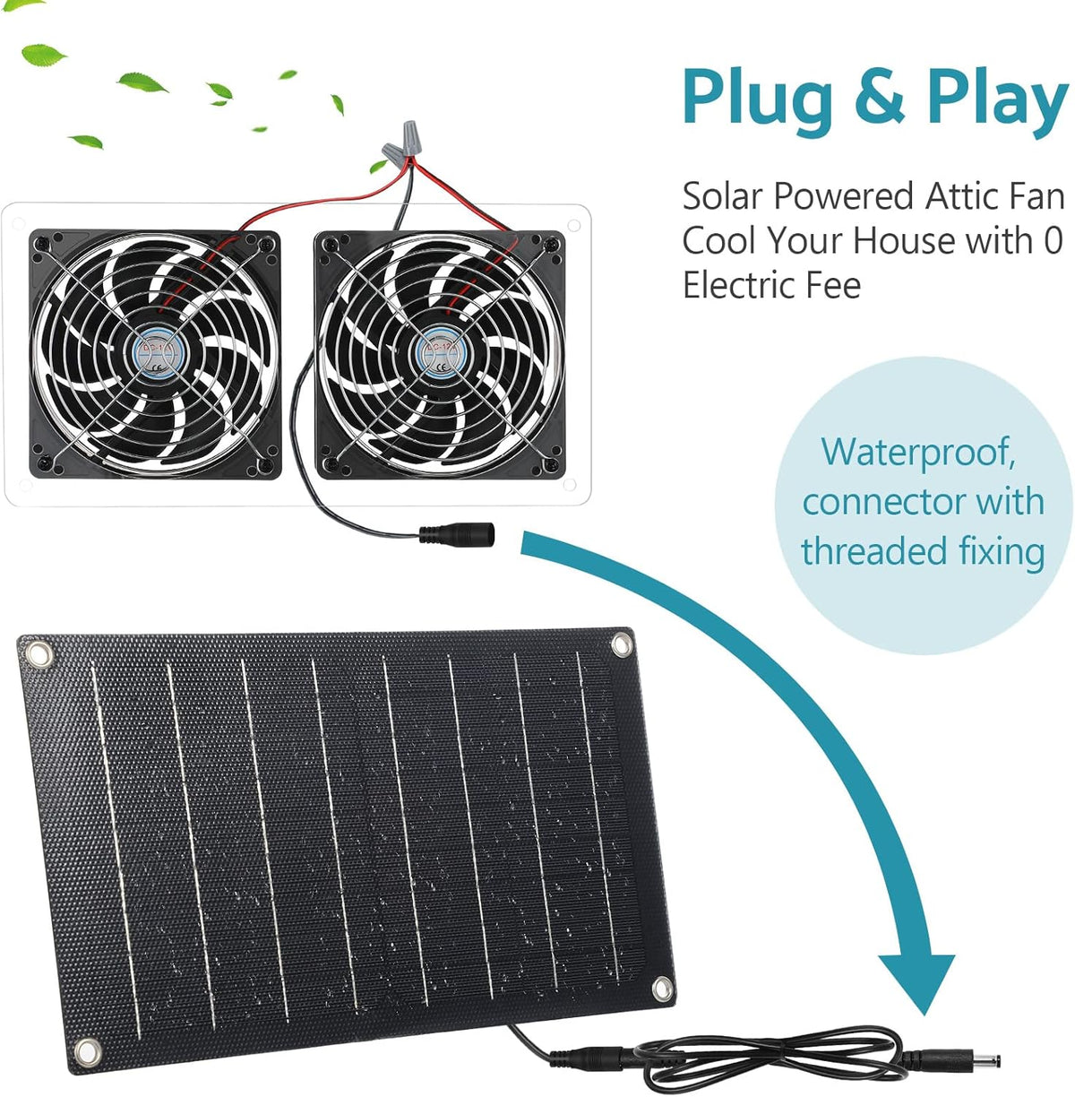 Solar Powered Dual Fan 10W 12V Exhaust Fan Pack of 2 G92649