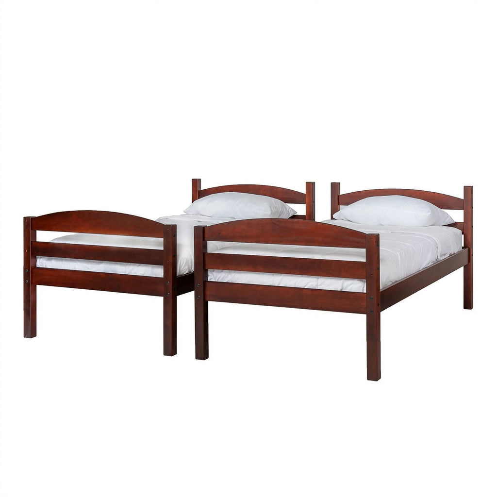 Twin-over-Twin Solid Wood Bunk Bed Frame in Espresso H5145