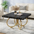 Black Square Coffee Table with Gold Geometric Frame E9706