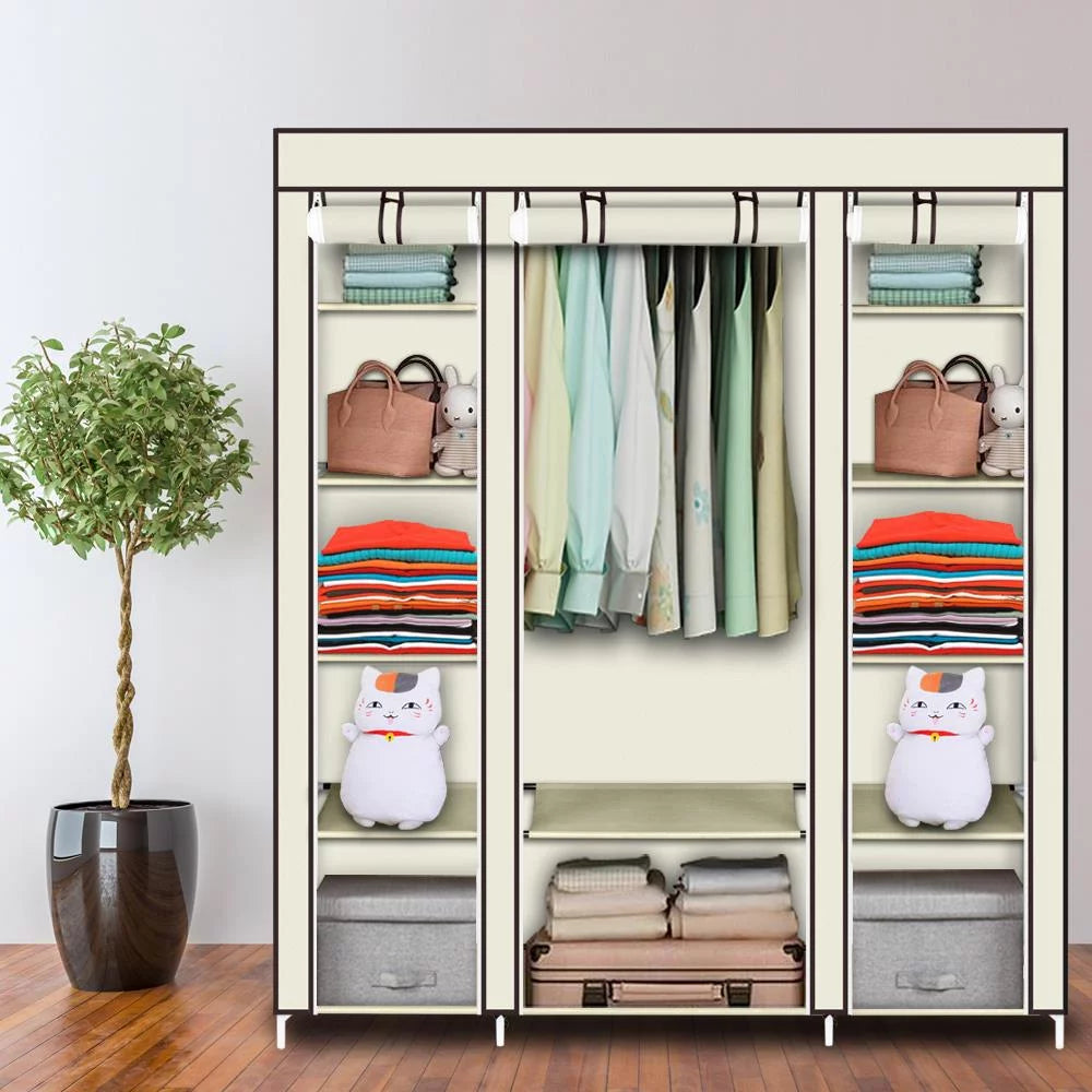 69" Portable Heavy Duty Clothes Closet Wardrobe Storage Organizer P306141