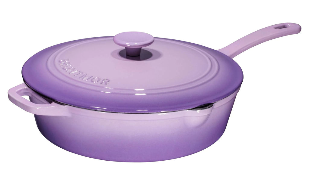 12 inch Enameled Cast Iron Skillet Deep Sauté Pan with Lid D2022