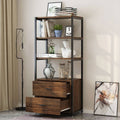 Vintage Brown 4 Tier Bookcase with 2 Drawers G566656