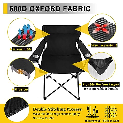 Portable Folding Camping Chair with 2 Cup Holders & Carry Bag R8923