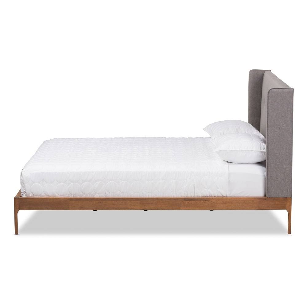 King Grey Fabric Platform Bed U843