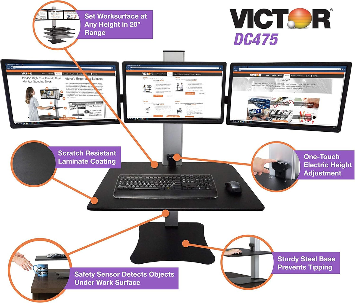 Electric Triple Monitor Standing Desk Converter N289530