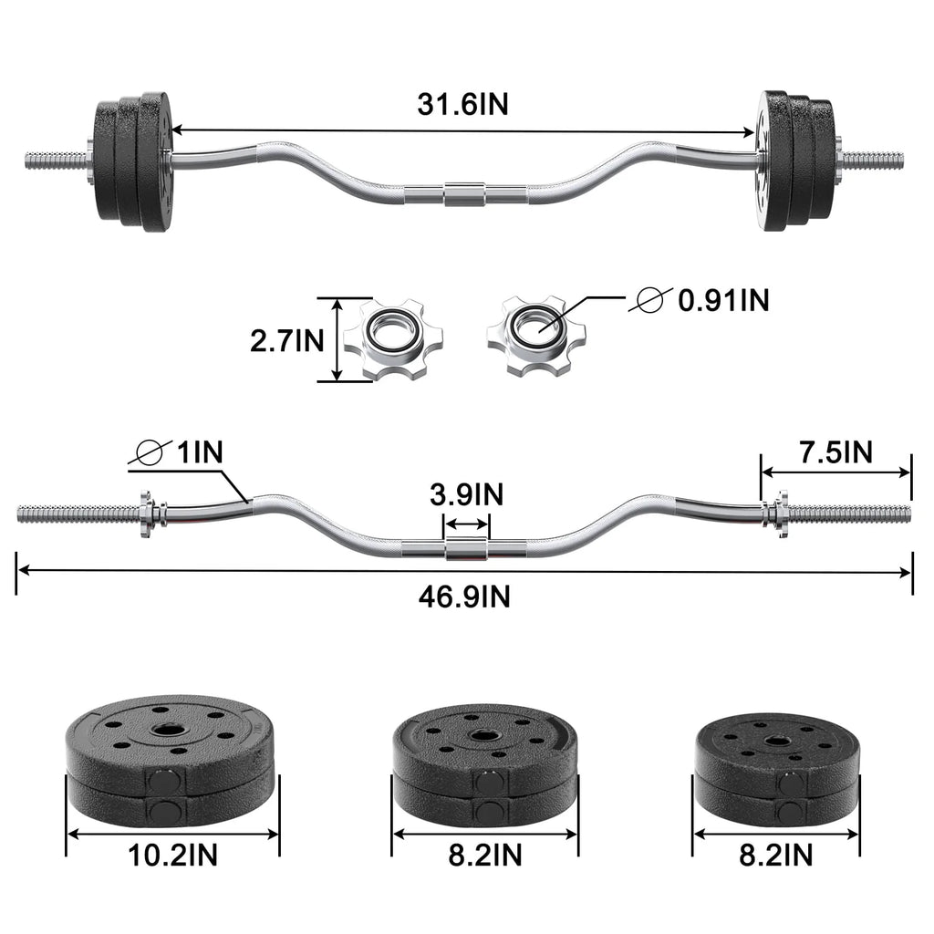 66LB 2 in 1 Adjustable Dumbbell Set with Connecting Rod Black B92013