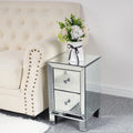 Mirrored Glass Bedside Table with Two Drawers B910670