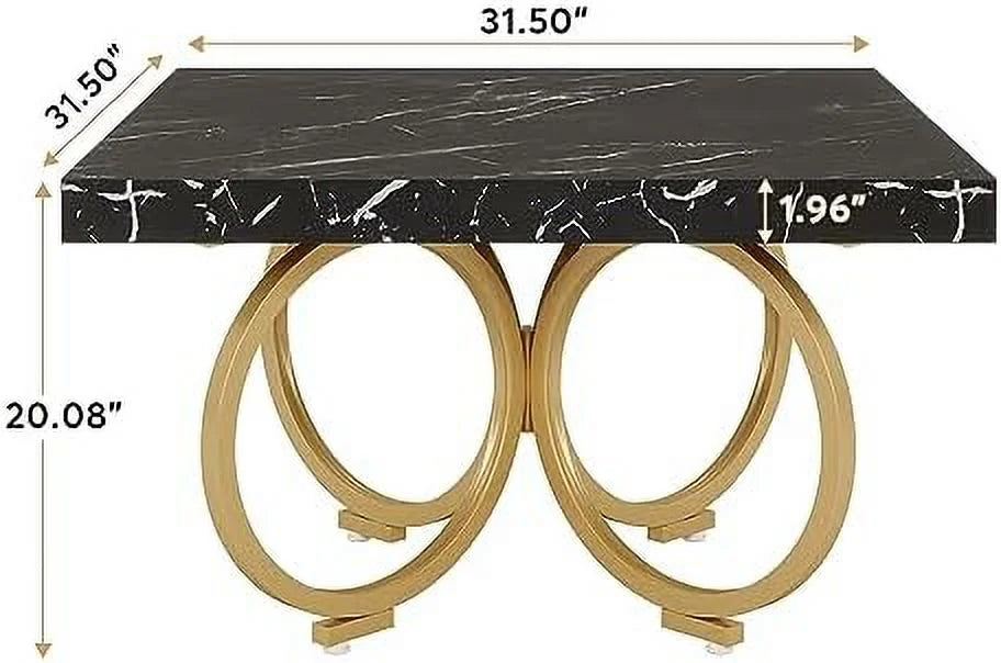 Black Square Coffee Table with Gold Geometric Frame E9706