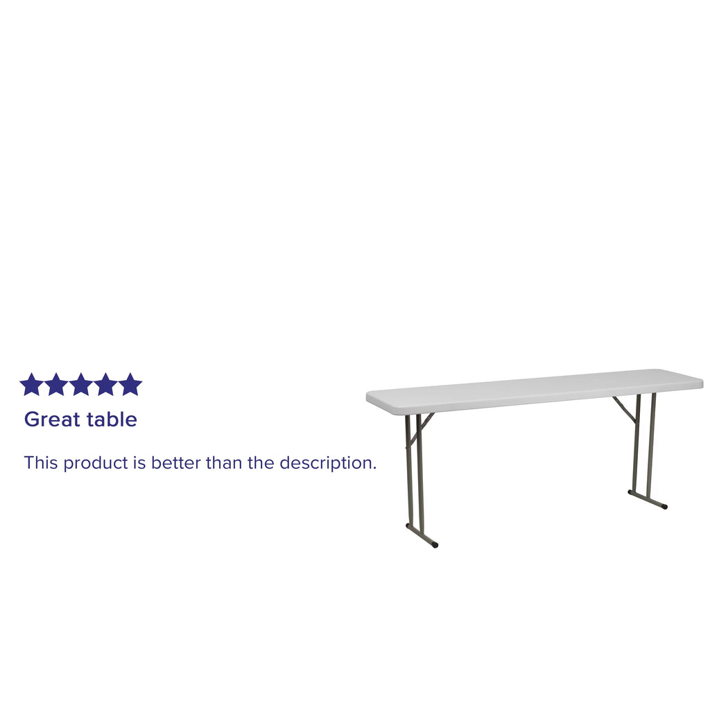 6-Foot Granite White Plastic Folding Training Table L637