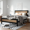 Queen Heavy Duty Metal Platform Bed Frame with Wood Headboard V602873