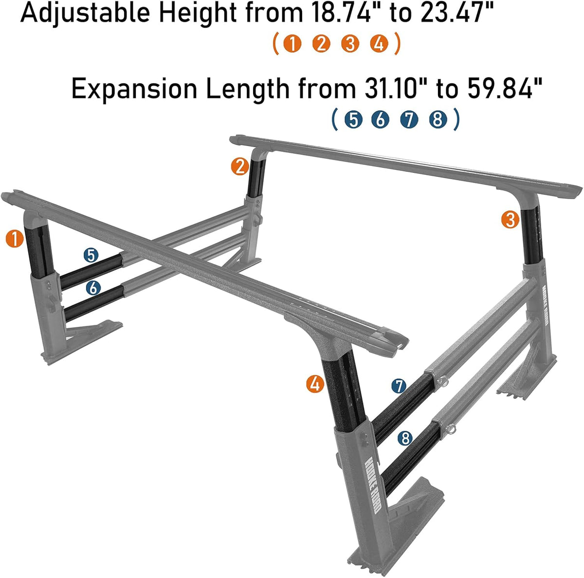 Extendable Aluminum Truck Bed Cargo Rack B8995