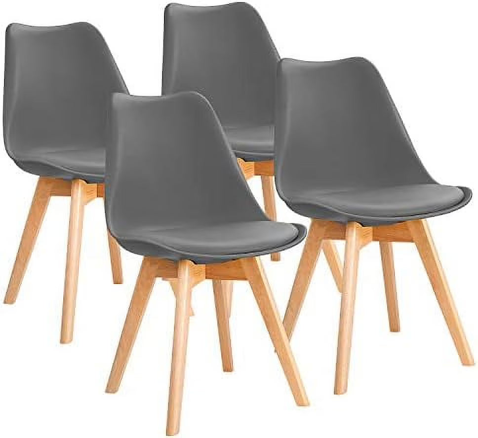 Upholstered Side Dining Chairs with Wood Leg and Soft Padded Cushion D1932