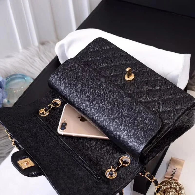 Black Caviar Calfskin Flap Bag X446