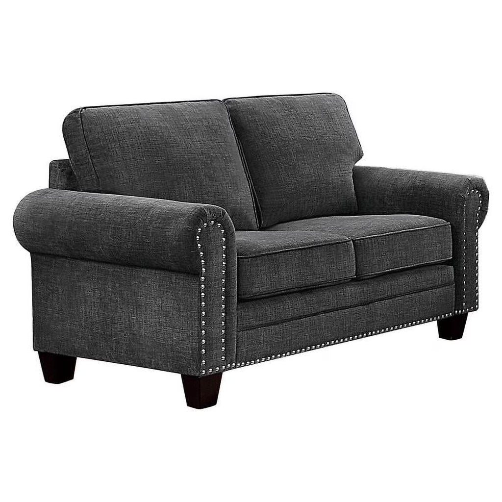 Dark Gray Microfiber Loveseat S677954
