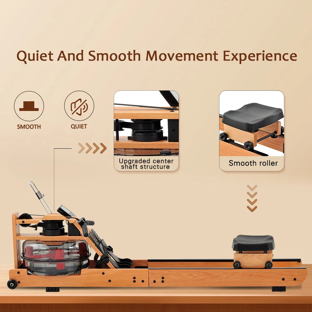 Solid Wood Water Rowing Machine with Bluetooth Monitor T251167