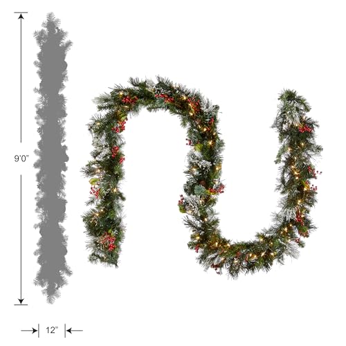 9 ft Pre-Lit Flocked Artificial Christmas Garland L34958