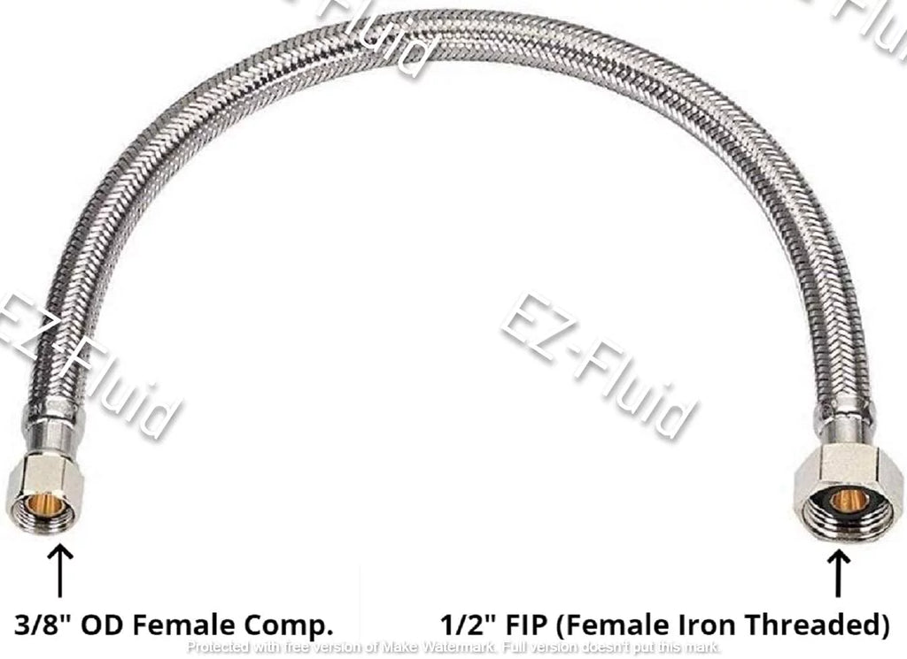 12" x 1/2" Fip x 3/8" Comp Lead-Free Stainless Steel Braided Water Supply Line N207353