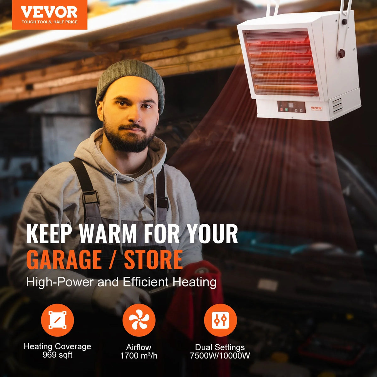 10000-Watt Electric Garage Heater with Remote Control L4631