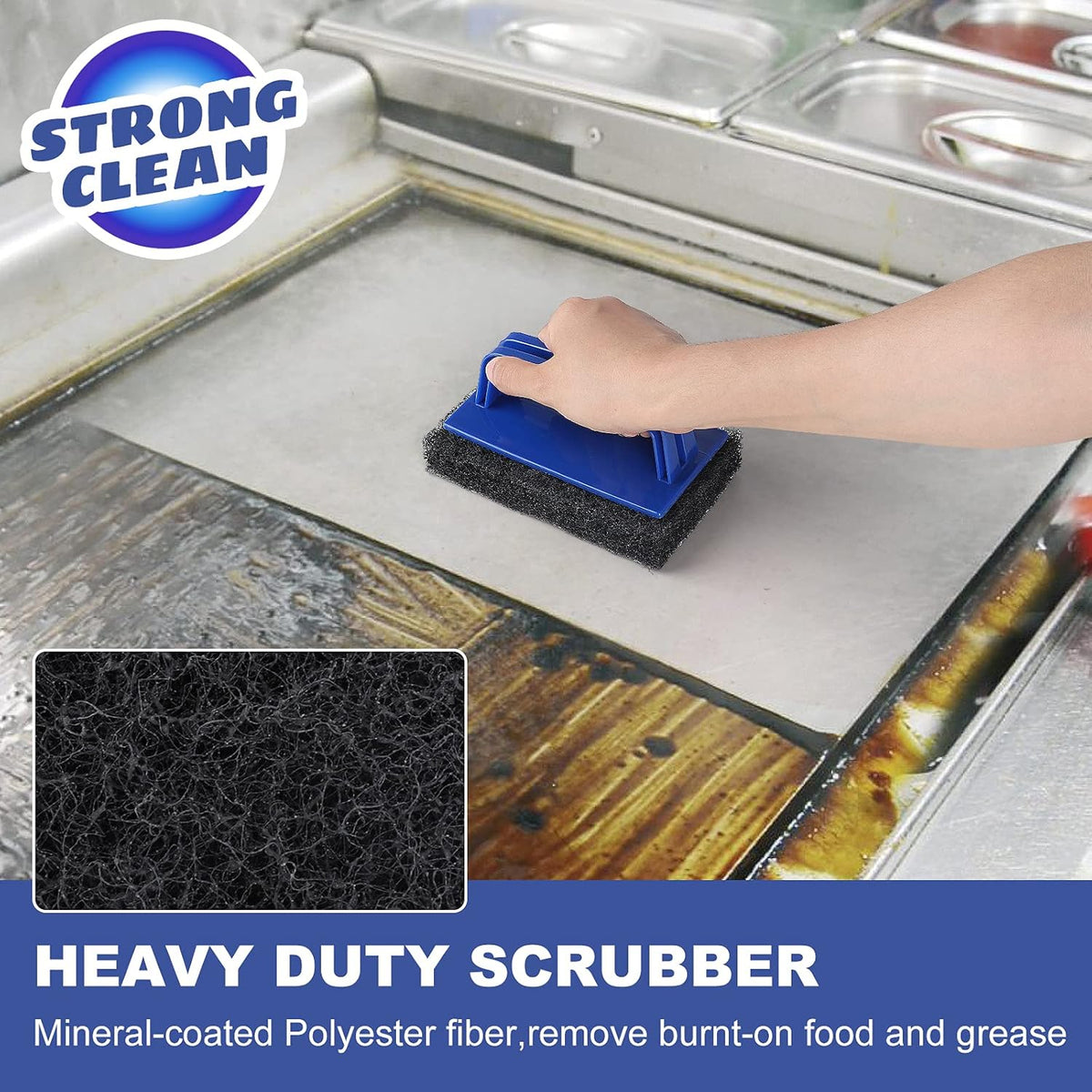 Heavy Duty Griddle Scrubber Scouring Pad & Handle Y715381