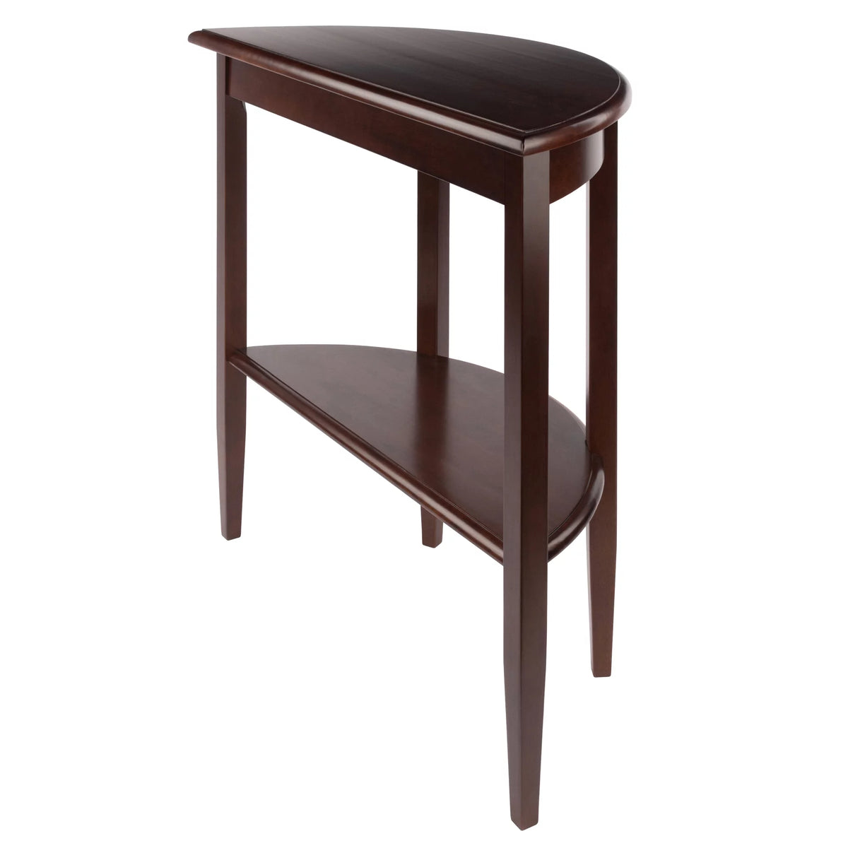Walnut Half Moon Console Table with Drawer and Shelf N157063