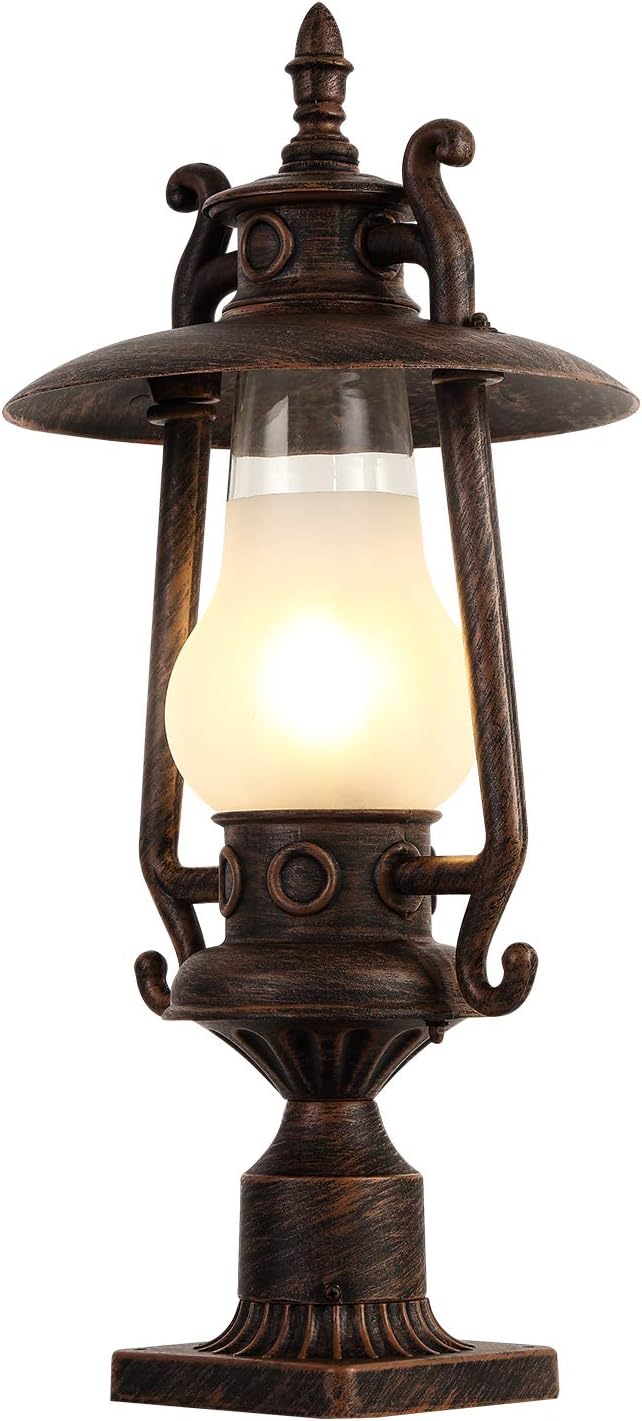 Vintage Outdoor Post Light with Frosted Glass X4958