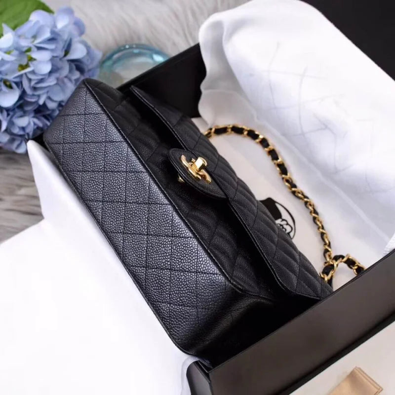 Black Caviar Calfskin Flap Bag X446