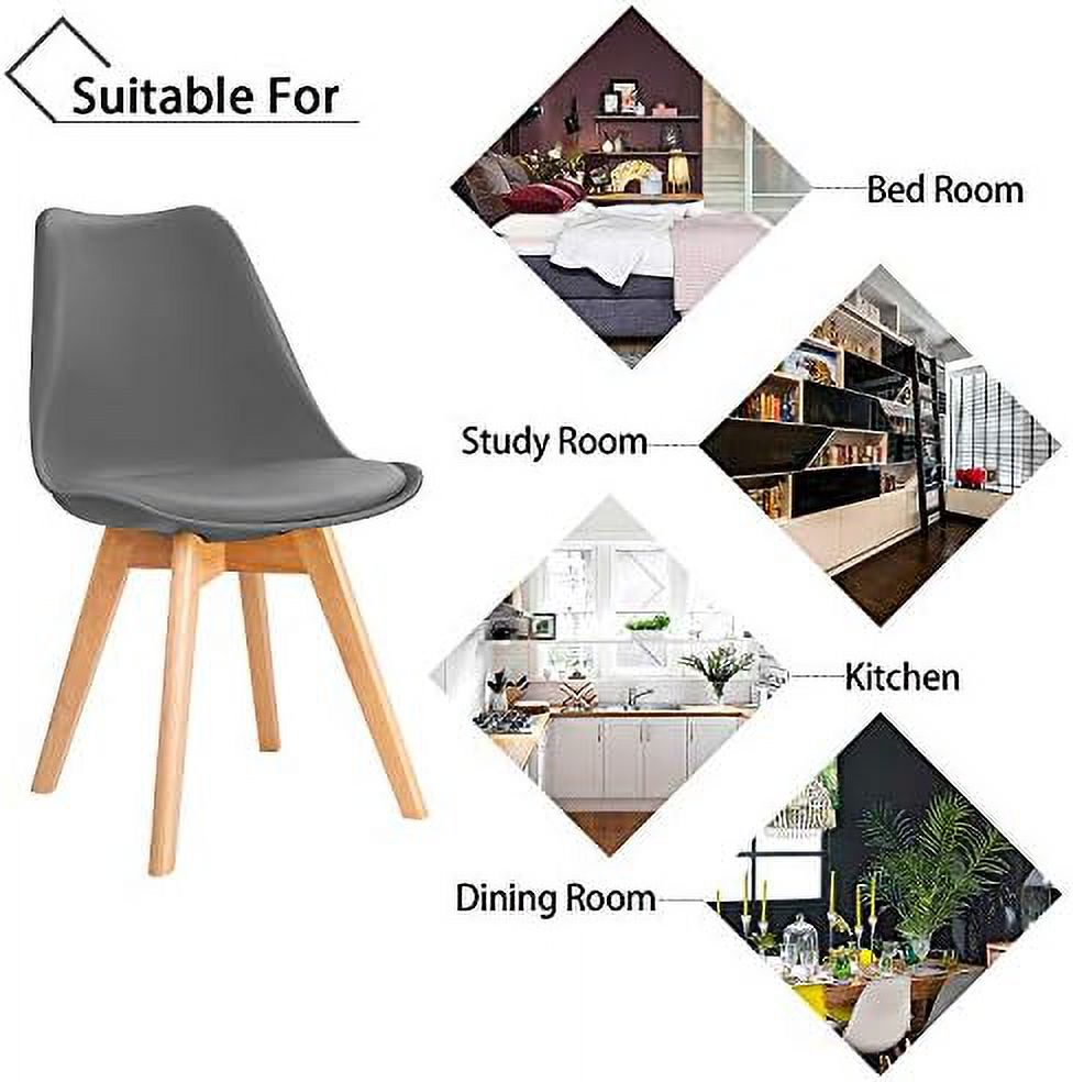 Upholstered Side Dining Chairs with Wood Leg and Soft Padded Cushion D1932