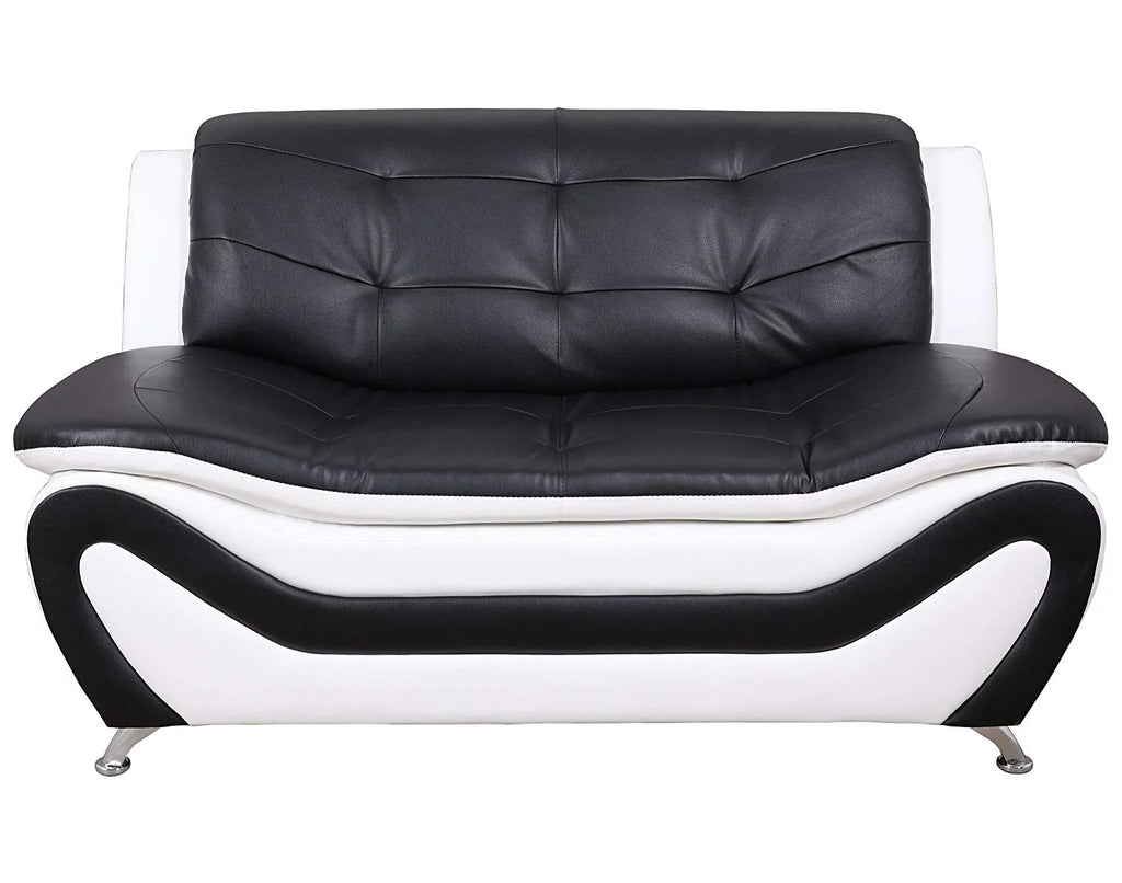 2 Piece Modern Sofa Set, Black & White P558