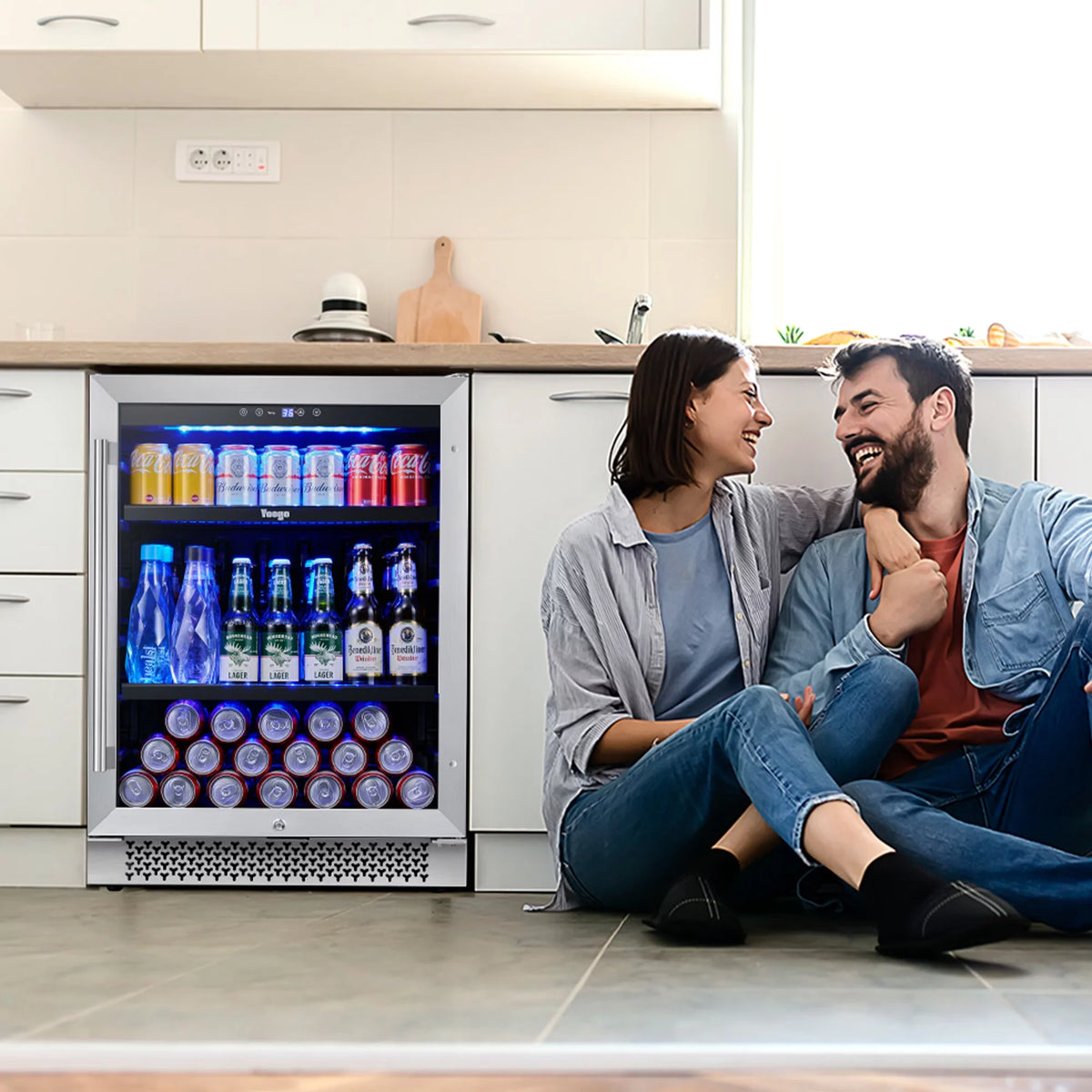 24 Can Beverage Refrigerator Cooler with Reversible Door J311