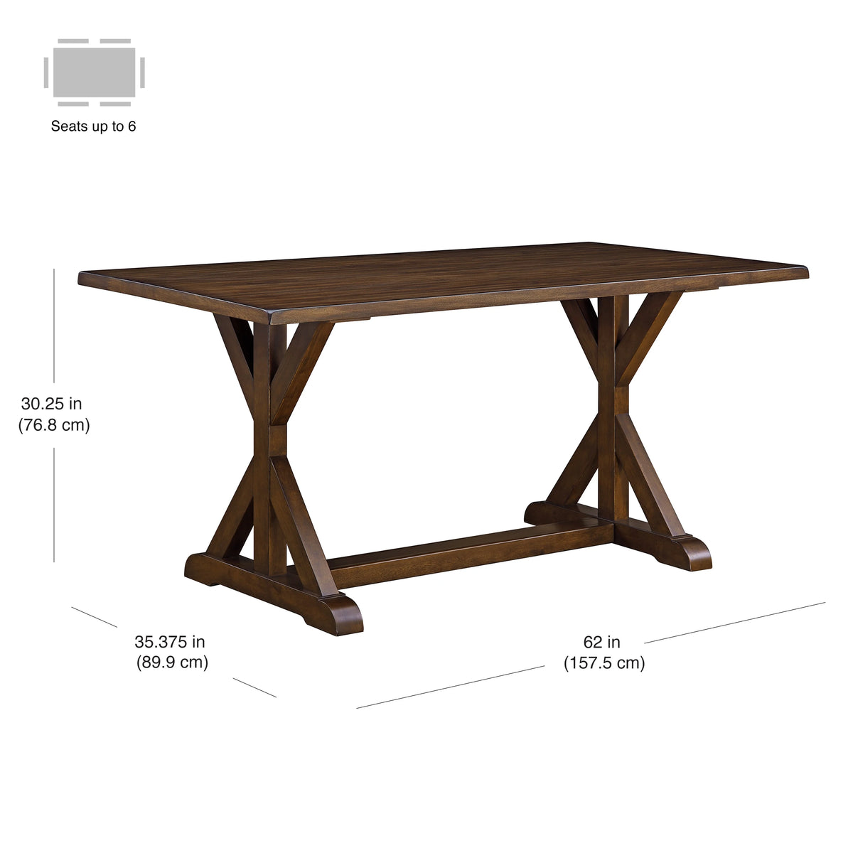 Dark Brown Modern Farmhouse Dining Table Y4378