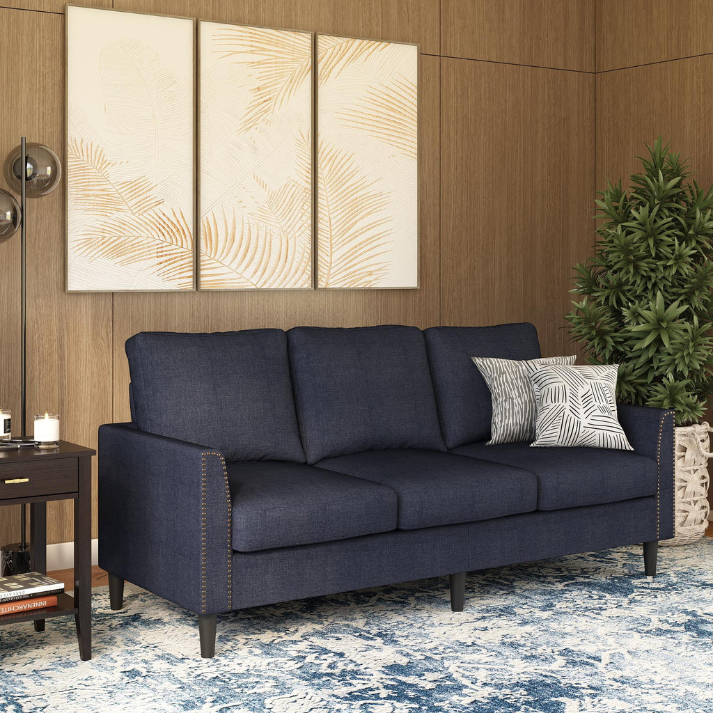 Gray Linen Sofa with Nailhead Trim K6187