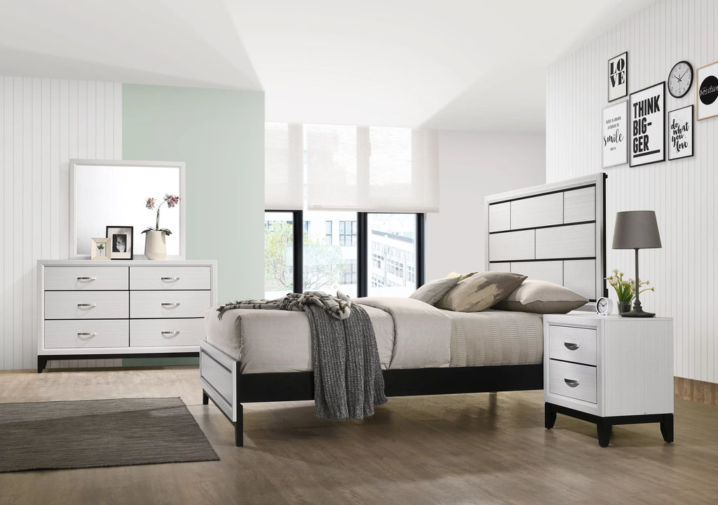 White Queen Bedroom Set with Dresser, Mirror, Night Stand B7732